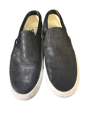 Women’s Vans Black Embossed Leather Slip-On Sneakers Size 7.5